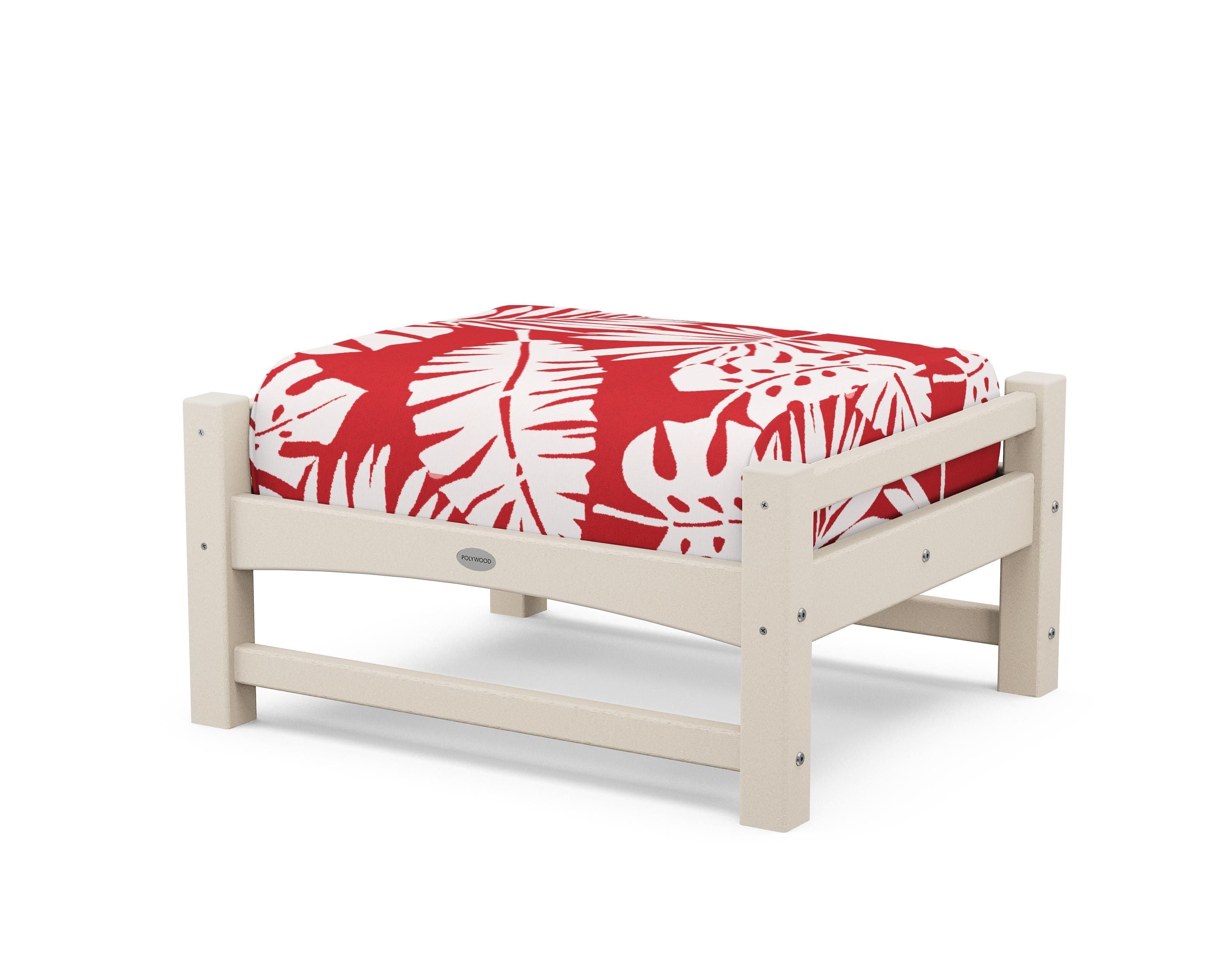 POLYWOOD® Club Ottoman in Sand / Leaf Crimson