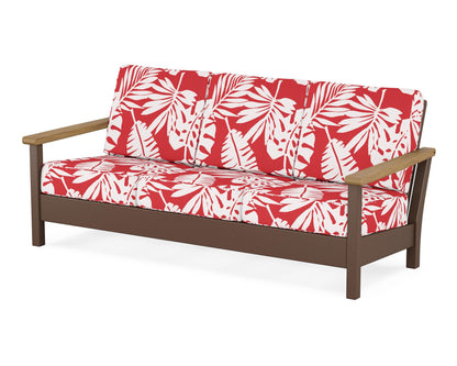 POLYWOOD® Harbour Deep Seating Sofa in Mahogany / Natural / Leaf Crimson