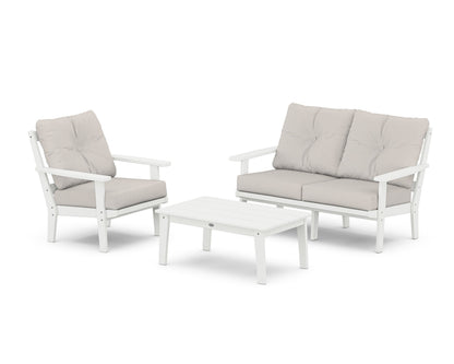 POLYWOOD® Prairie 3-Piece Deep Seating Set with Loveseat in White / Cast Ash