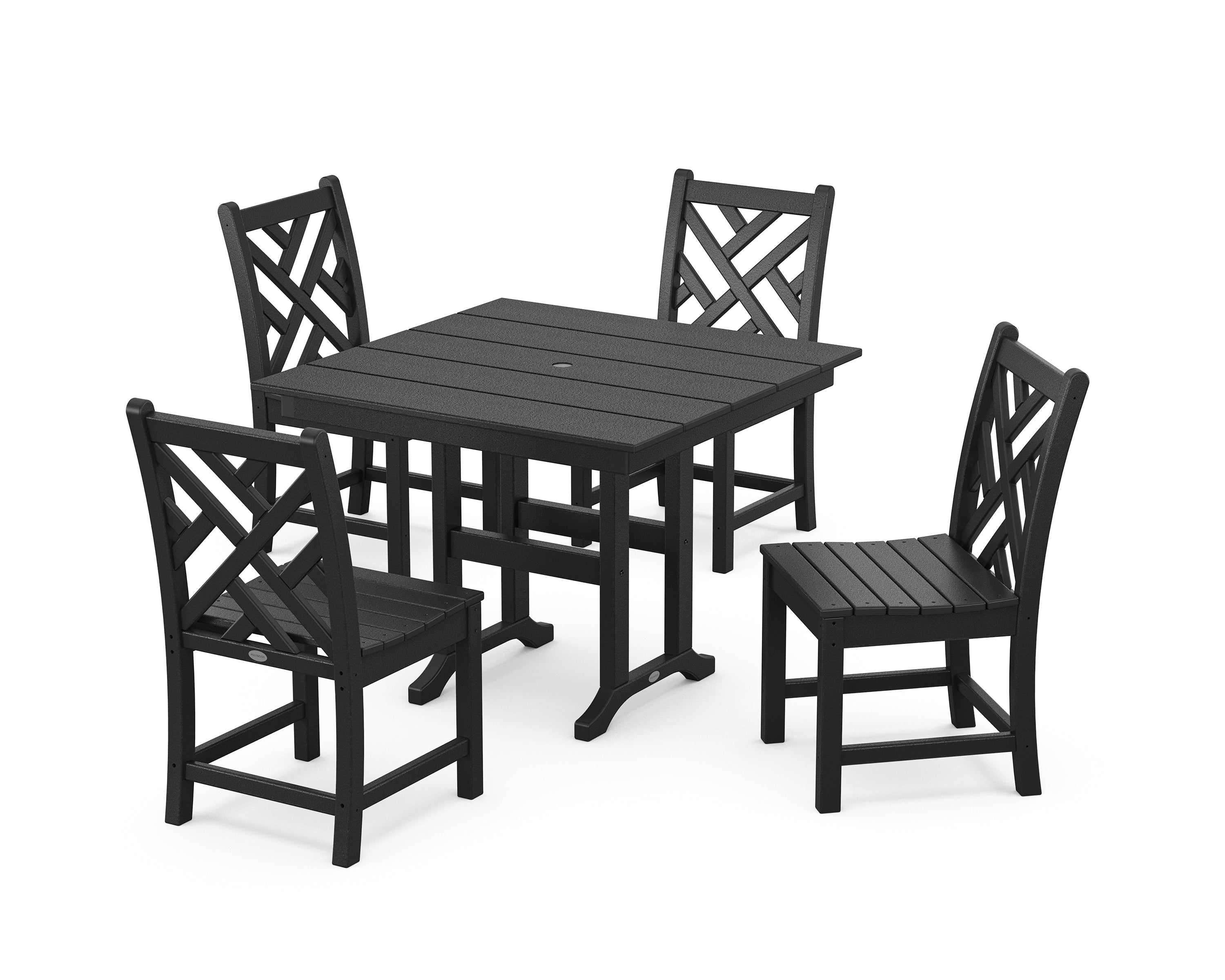 POLYWOOD® Chippendale Side Chair 5-Piece Farmhouse Dining Set in Black