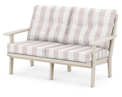 POLYWOOD® Lakeside Deep Seating Loveseat in Sand / Buffalo Plaid Dune Burlap