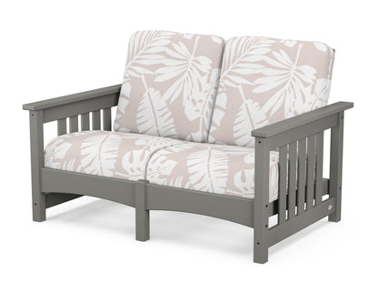 POLYWOOD® Club Mission Loveseat in Slate Grey / Leaf Dune Burlap