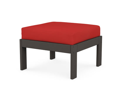 POLYWOOD® Vineyard Modular Ottoman in Vintage Coffee / Crimson Linen