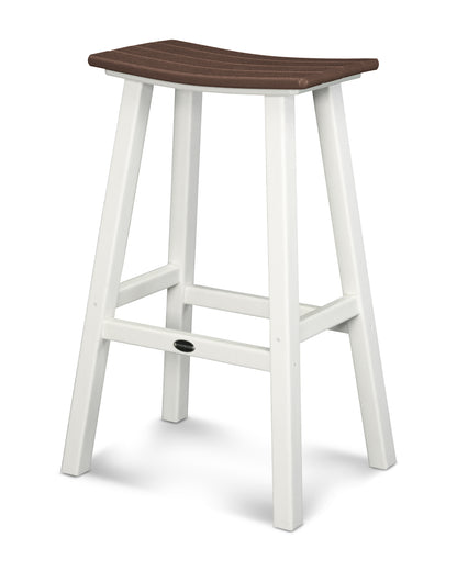POLYWOOD® Contempo 30" Saddle Bar Stool in White / Mahogany