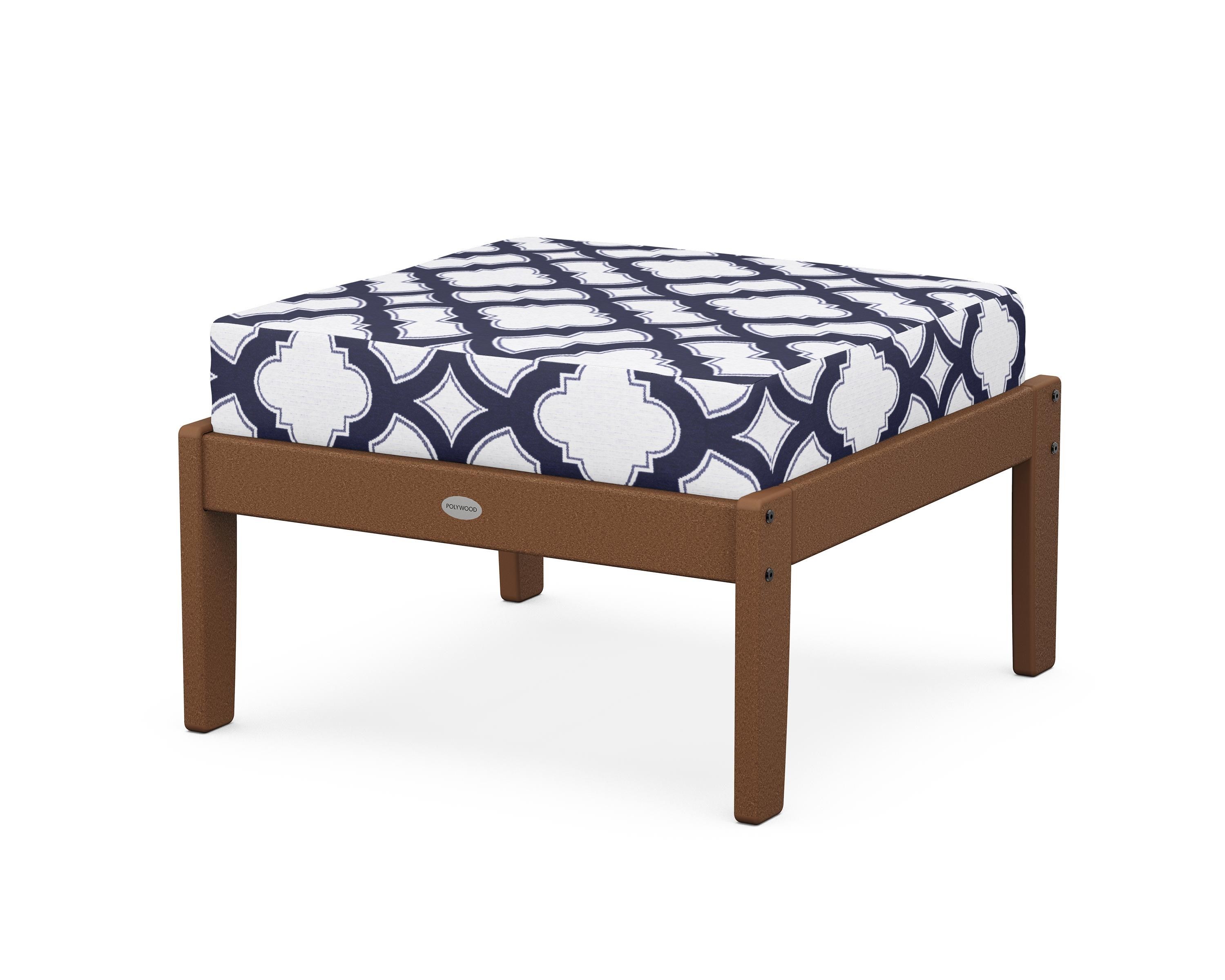 POLYWOOD® Braxton Deep Seating Ottoman in Teak / Trellis Navy