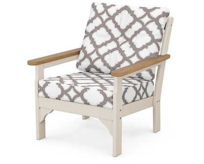 POLYWOOD® Vineyard Deep Seating Chair in Sand / Natural / Trellis Grey Mist