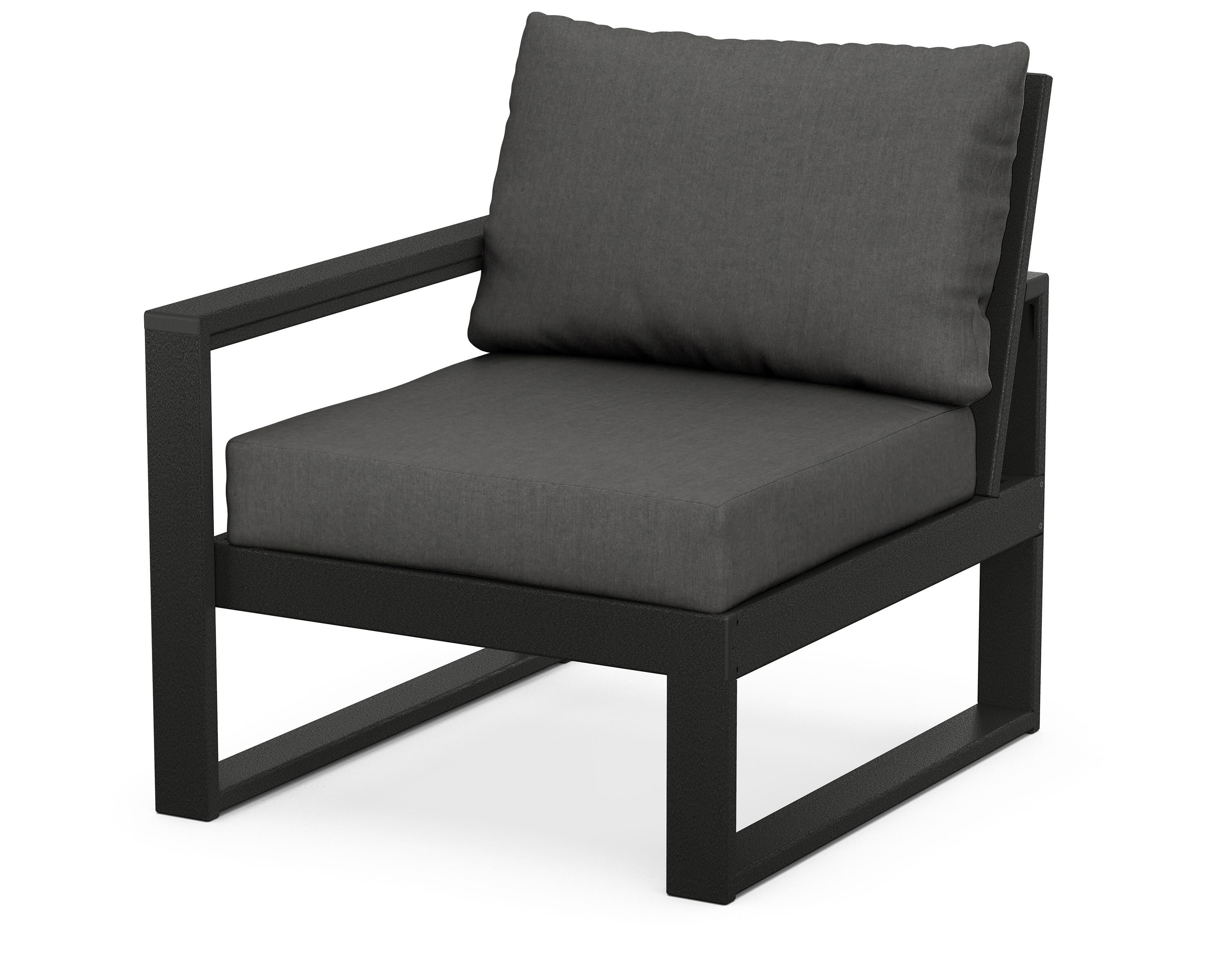 POLYWOOD® EDGE Modular Left Arm Chair in Black / Spectrum Carbon