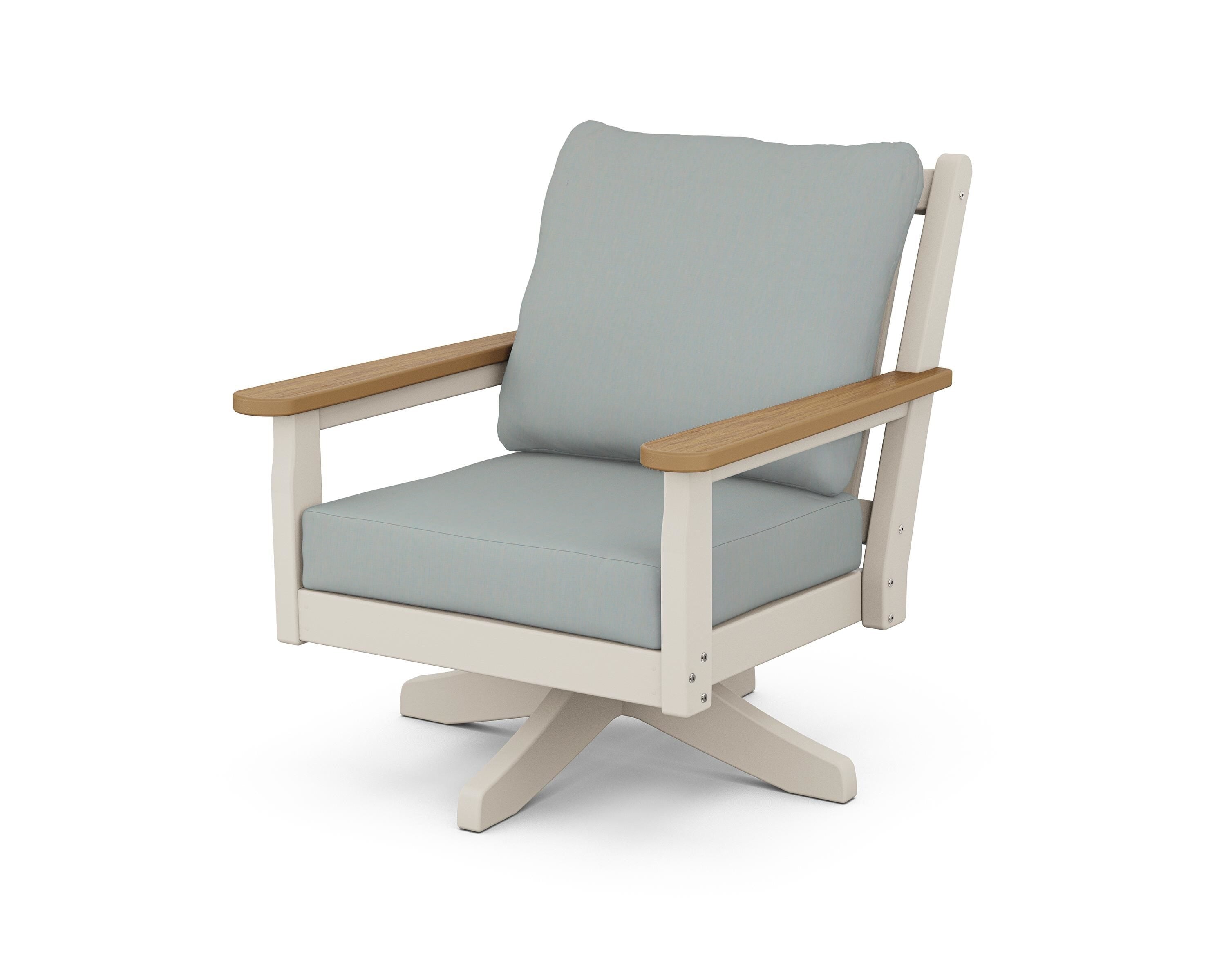 POLYWOOD® Chippendale Deep Seating Swivel Chair in Sand / Natural / Spa