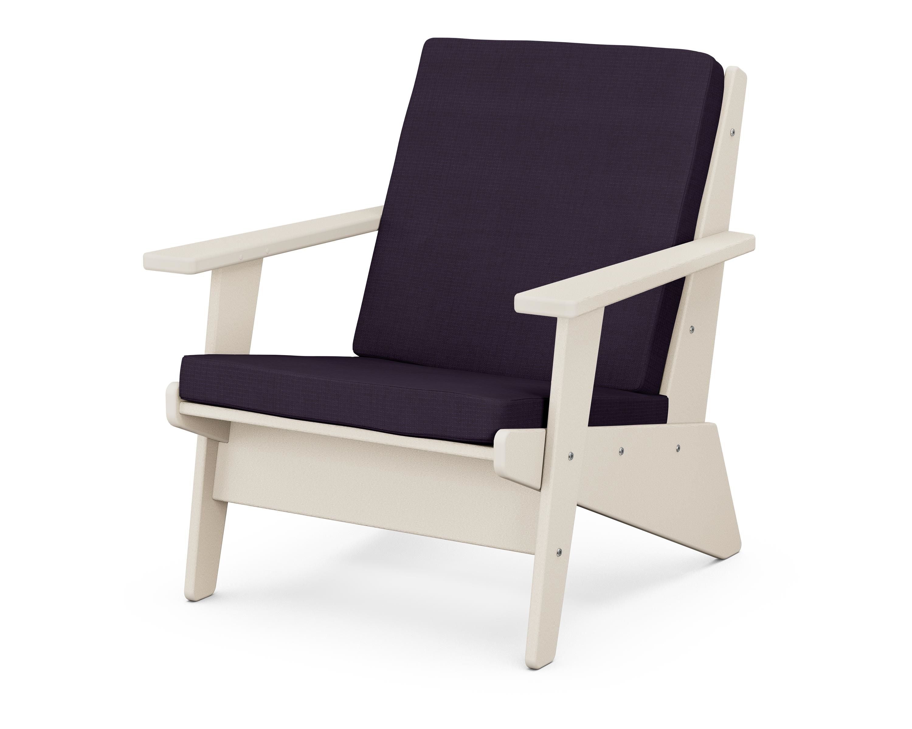 POLYWOOD® Riviera Modern Lounge Chair in Sand / Navy Linen