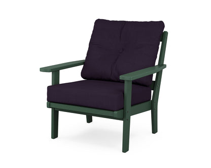 POLYWOOD® Oxford Deep Seating Chair in Green / Navy Linen