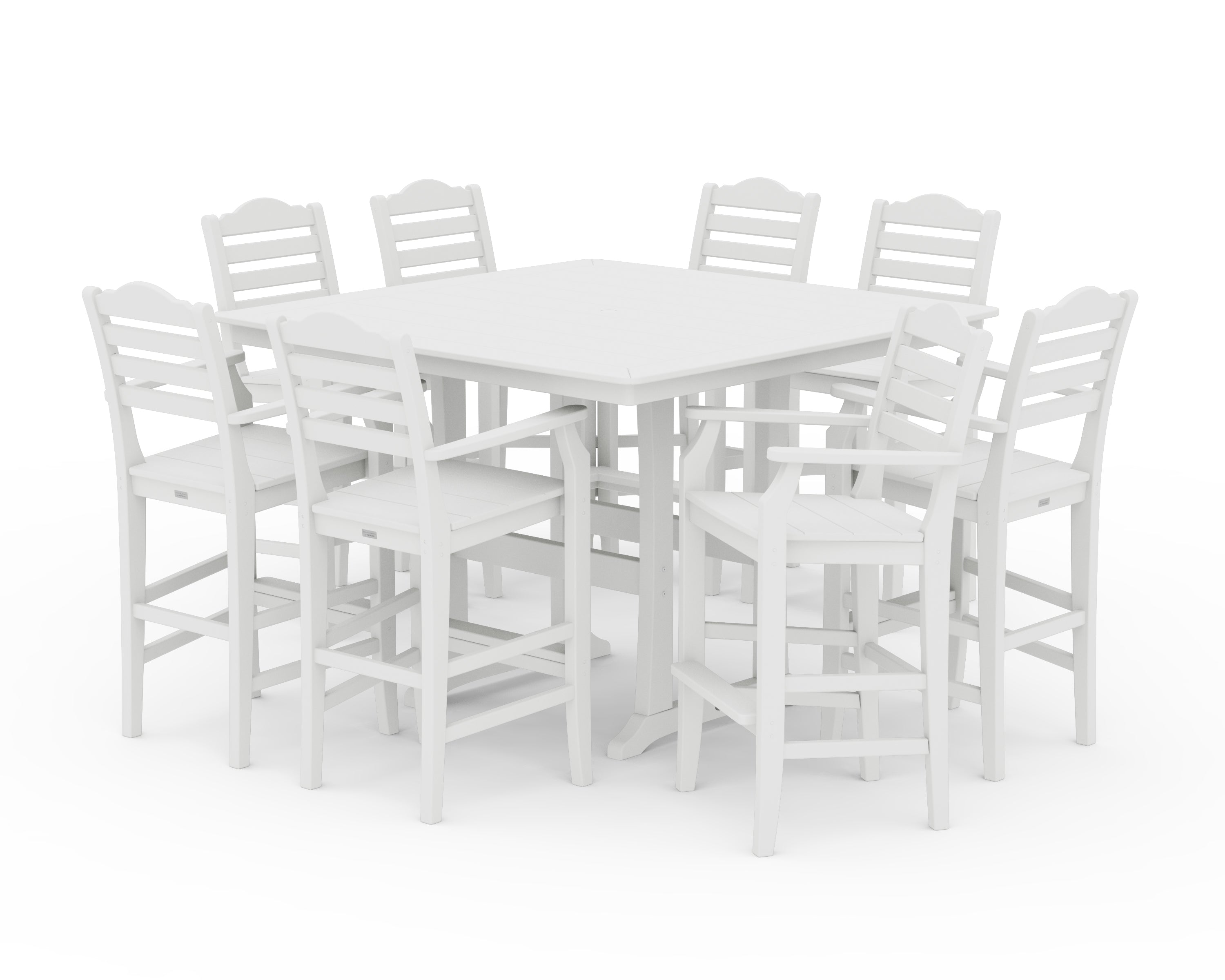 Draper James™ by  POLYWOOD® Savannah 9-Piece Square Bar Set with Trestle Legs in White