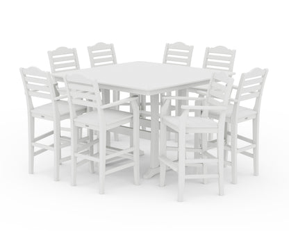 Draper James™ by  POLYWOOD® Savannah 9-Piece Square Bar Set with Trestle Legs in White