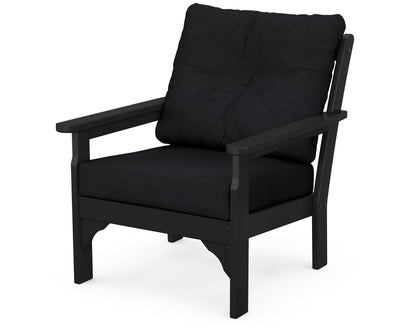 POLYWOOD® Vineyard Deep Seating Chair in Black / Midnight Linen