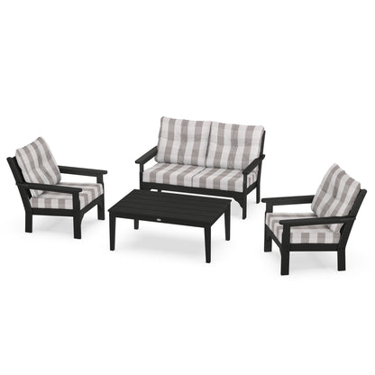 Vineyard 4 Piece Deep Seating Set - Black