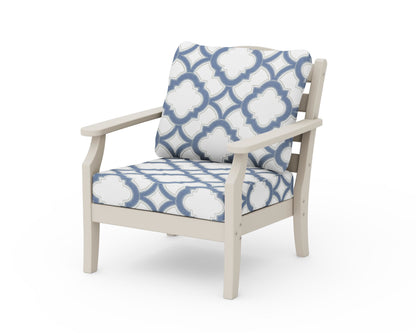 Draper James™ by  POLYWOOD® Savannah Deep Seating Chair in Sand / Trellis Sky Blue