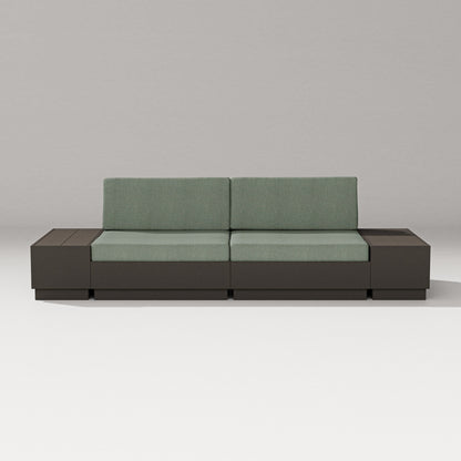 PW Designer Series Elevate 4-Piece Loveseat Sectional in Vintage Coffee / Cast Sage