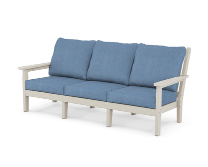 POLYWOOD® Chippendale Deep Seating Sofa in Sand / Sky Blue