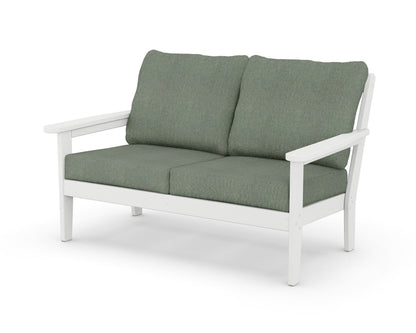 Country Living Cottage Deep Seating Loveseat in White / Cast Sage