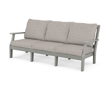 Martha Stewart by POLYWOOD® Chinoiserie Deep Seating Sofa in Slate Grey / Weathered Tweed