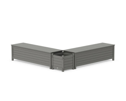 POLYWOOD® 60" Nautical L- Shaped Planter Storage Bench Set in Slate Grey