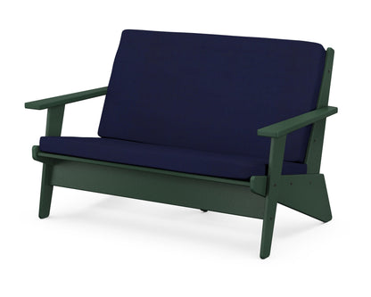 POLYWOOD® Riviera Modern Lounge Loveseat in Green / Navy