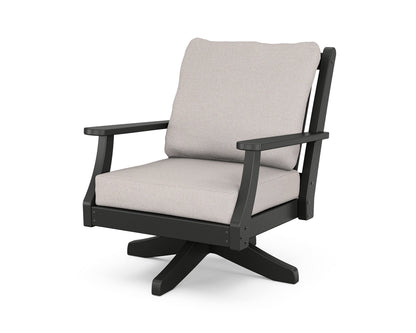 Country Living Wovendale Deep Seating Swivel Chair in Black / Dune Burlap