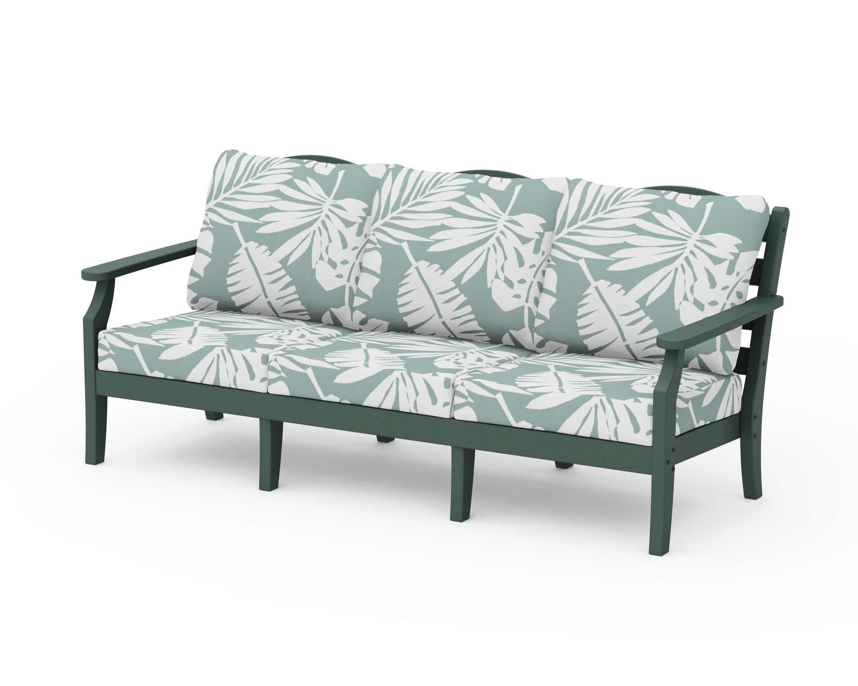 Draper James™ by  POLYWOOD® Savannah Deep Seating Sofa in Green / Leaf Glacier Spa