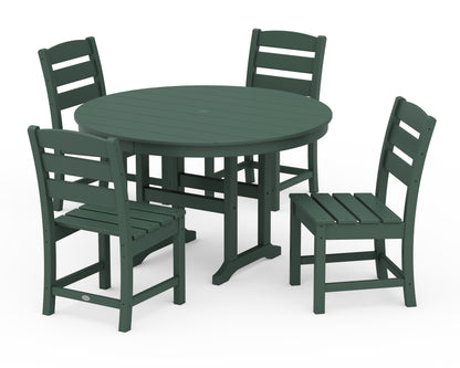 POLYWOOD® Lakeside 5-Piece Round Farmhouse Side Chair Dining Set in Green