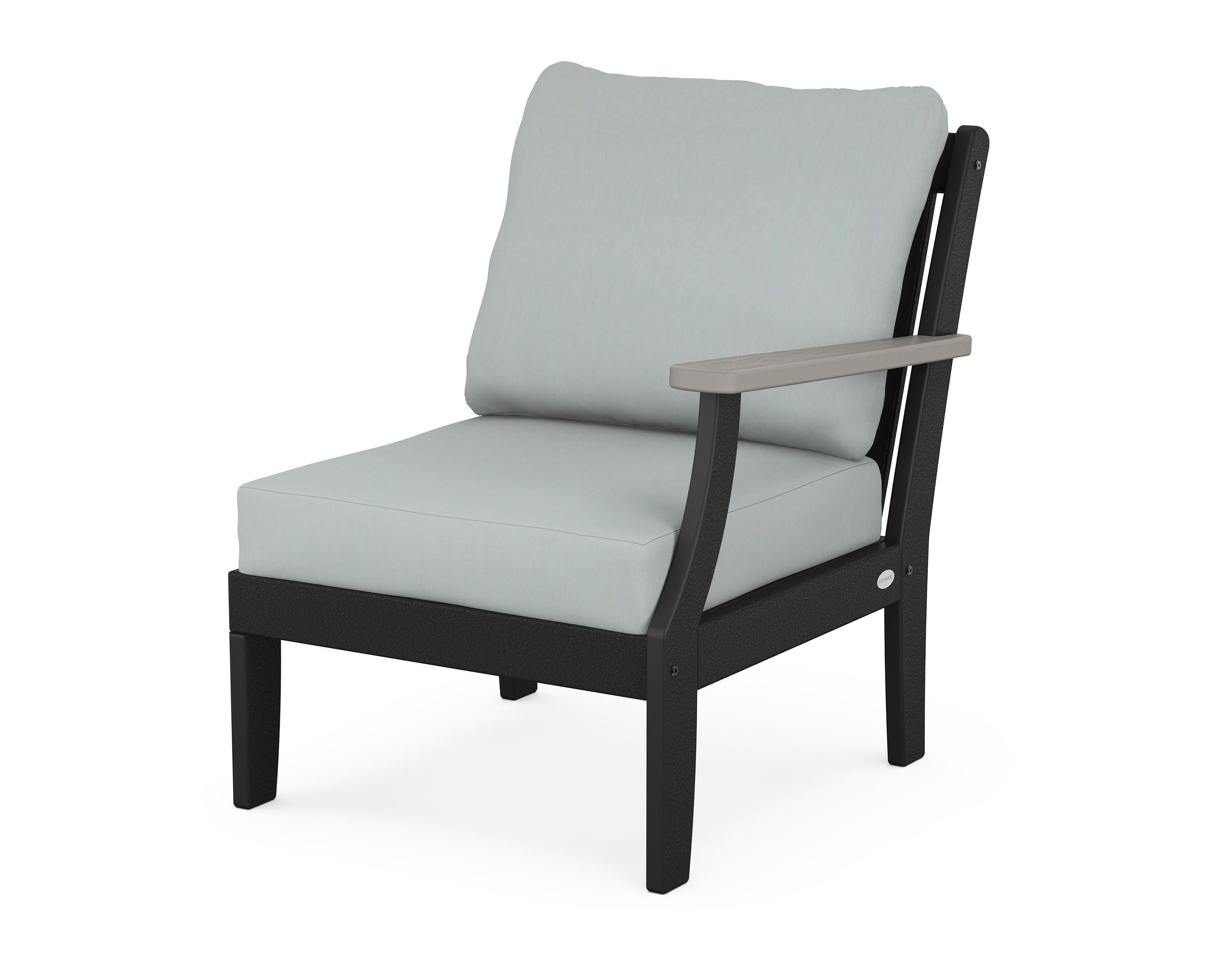 POLYWOOD® Braxton Modular Right Arm Chair in Black / Driftwood / Spa