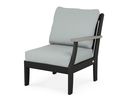POLYWOOD® Braxton Modular Right Arm Chair in Black / Driftwood / Spa