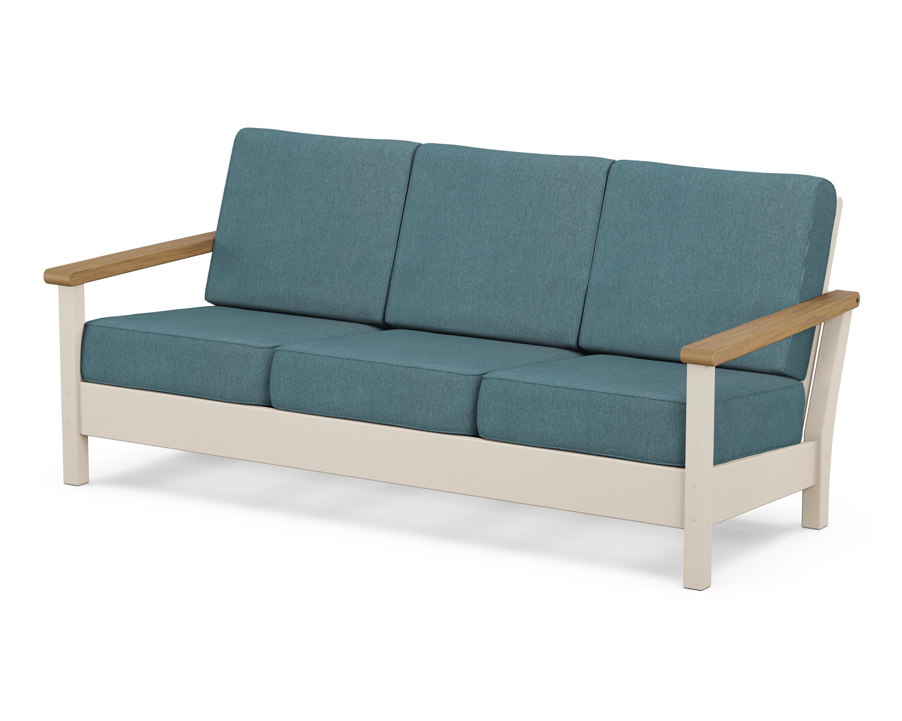 POLYWOOD® Harbour Deep Seating Sofa in Sand / Natural / Ocean Teal