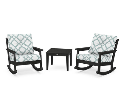 POLYWOOD® Vineyard 3-Piece Deep Seating Rocker Set in Black / Trellis Glacier Spa