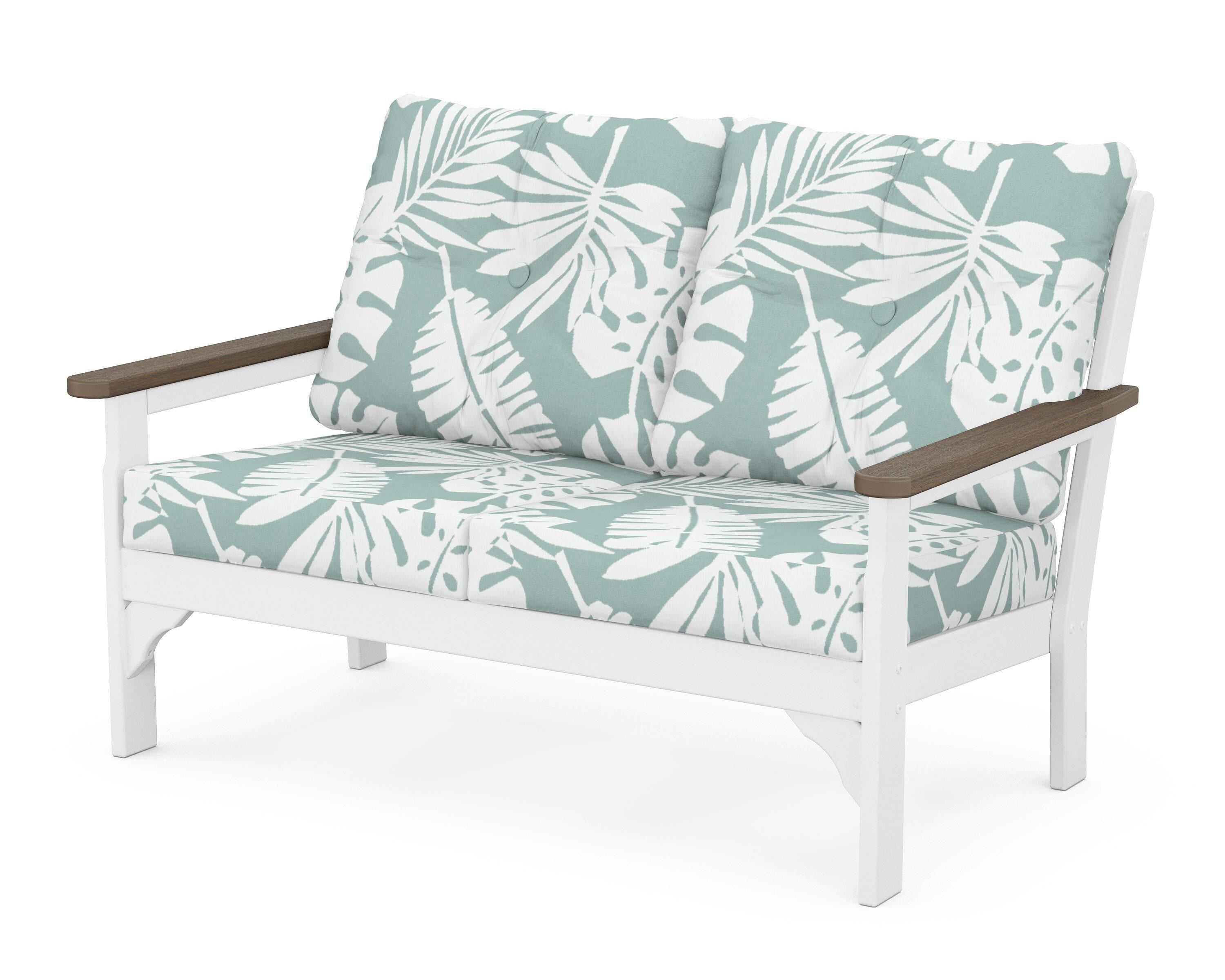 POLYWOOD® Vineyard Deep Seating Loveseat in White / Kona / Leaf Glacier Spa