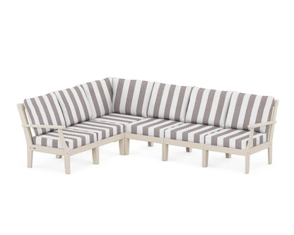 POLYWOOD® Braxton Modular 6-Piece Deep Seating Set in Sand / Cabana Stripe Grey Mist
