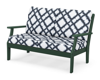 POLYWOOD® Braxton Deep Seating Loveseat in Green / Trellis Marine Indigo