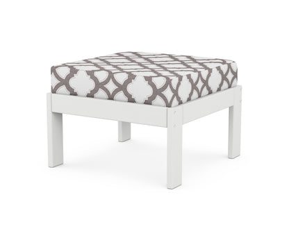 POLYWOOD® Vineyard Modular Ottoman in White / Trellis Grey Mist