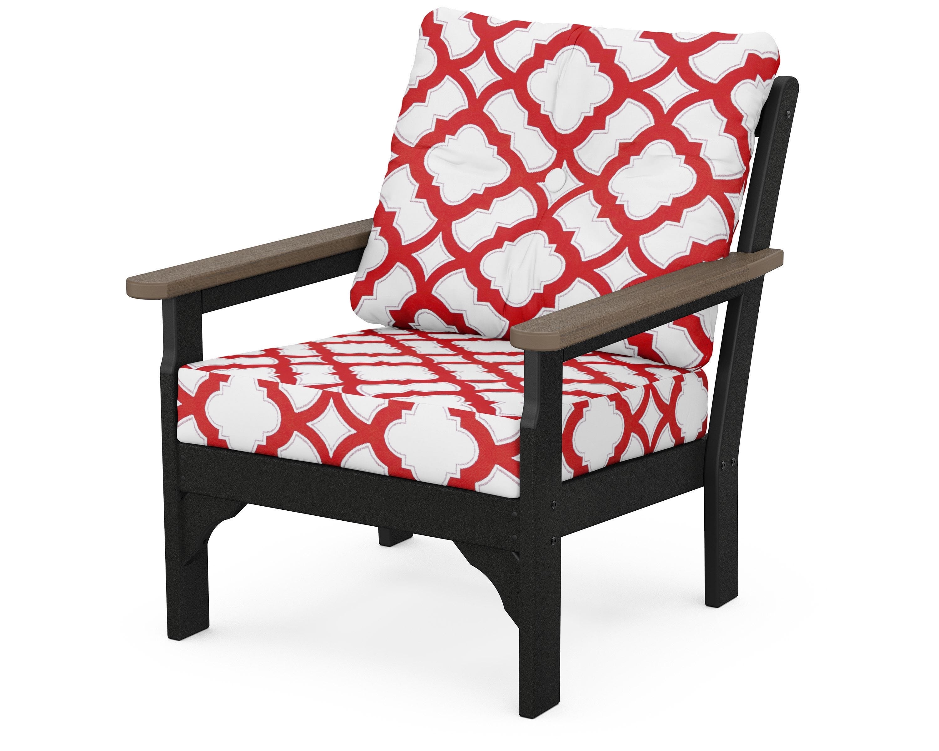 POLYWOOD® Vineyard Deep Seating Chair in Black / Kona / Trellis Crimson
