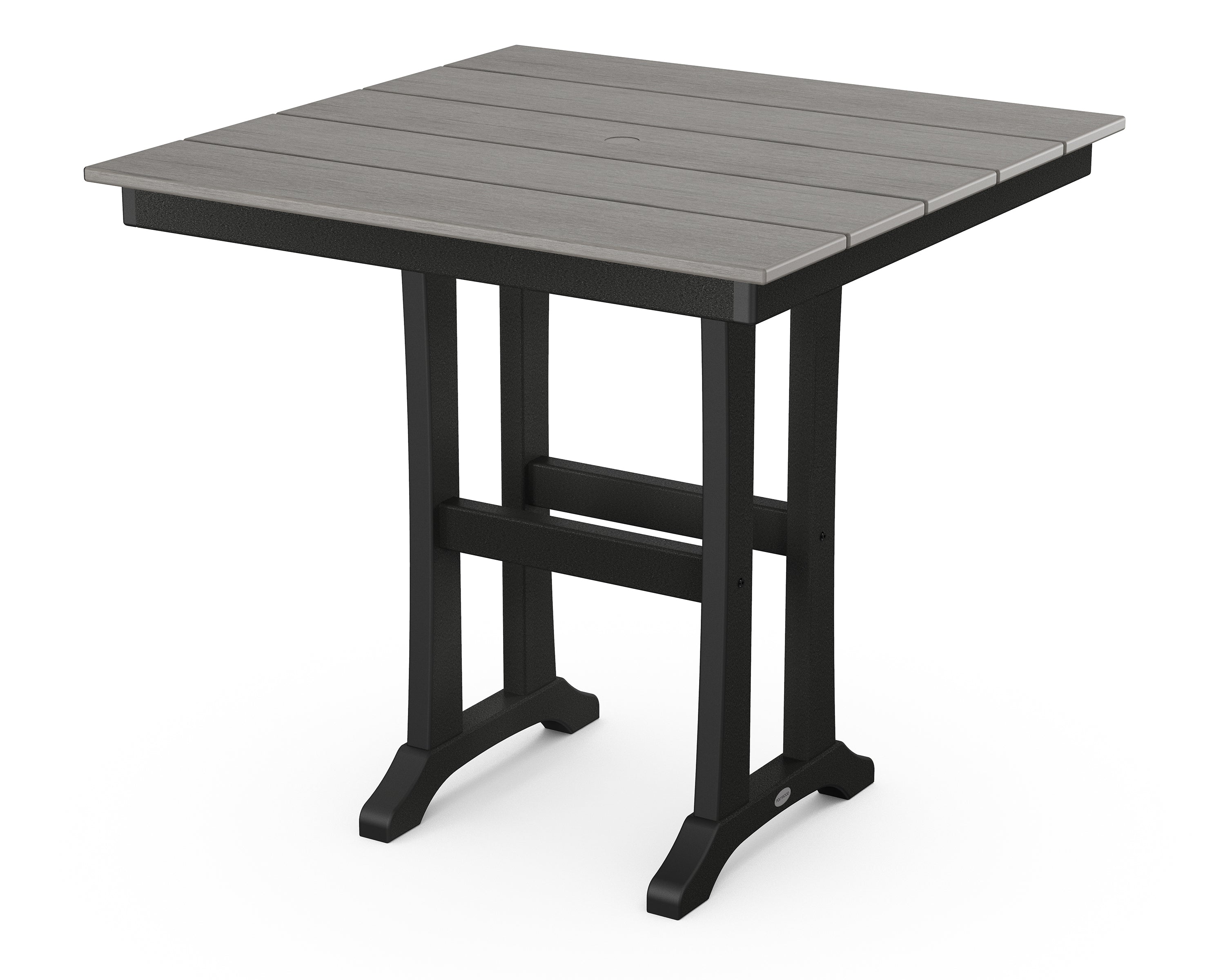 POLYWOOD® Farmhouse Trestle 37" Counter Table in Black / Driftwood