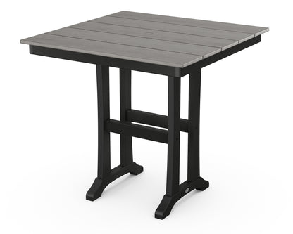 POLYWOOD® Farmhouse Trestle 37" Counter Table in Black / Driftwood