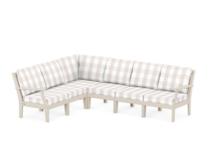 POLYWOOD® Braxton Modular 6-Piece Deep Seating Set in Sand / Buffalo Plaid Dune Burlap
