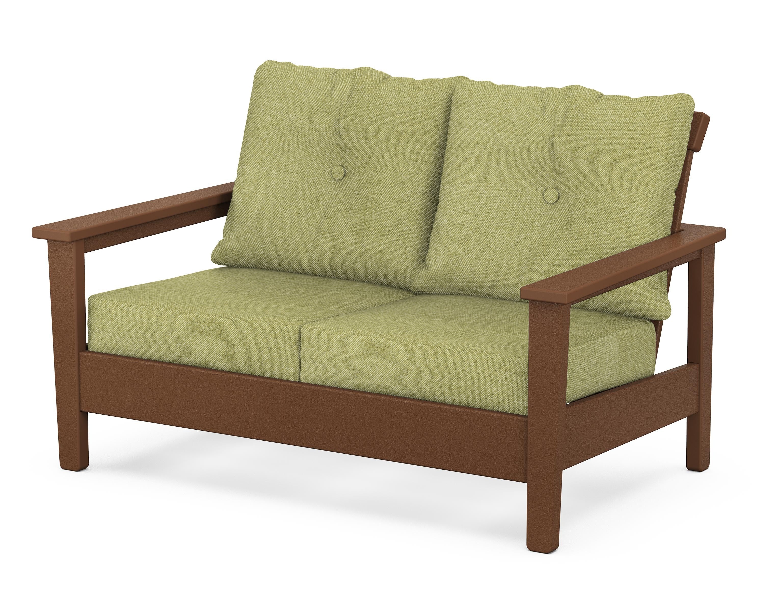 POLYWOOD® Prescott Deep Seating Loveseat in Teak / Chartreuse Boucle