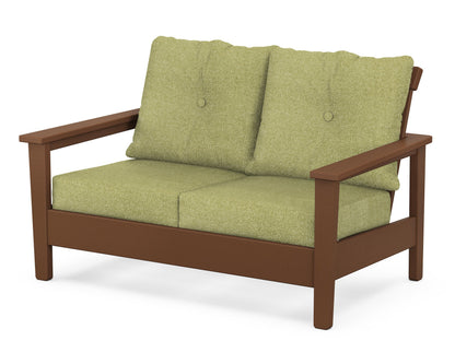 POLYWOOD® Prescott Deep Seating Loveseat in Teak / Chartreuse Boucle