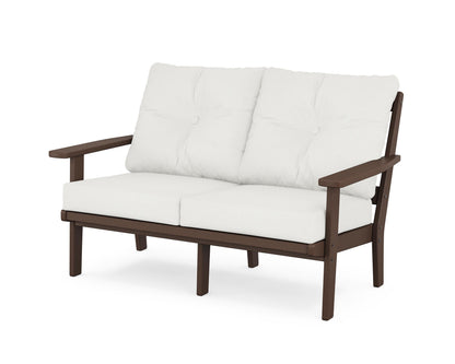 POLYWOOD® Prairie Deep Seating Loveseat in Mahogany / Natural Linen