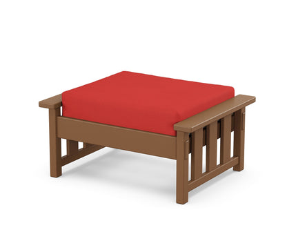 Martha Stewart by POLYWOOD® Acadia Deep Seating Ottoman in Teak / Crimson Linen