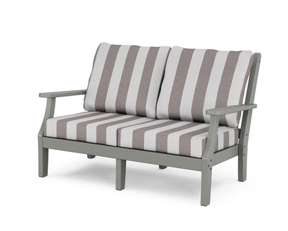 Country Living Wovendale Deep Seating Loveseat in Slate Grey / Cabana Stripe Grey Mist