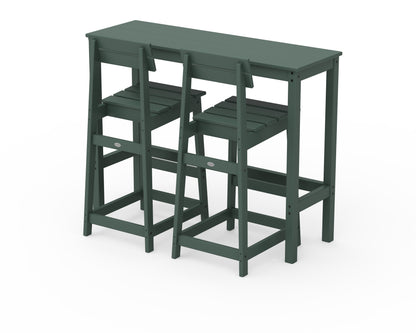 POLYWOOD® Modern Studio Plaza Bar Chair 3-Piece Balcony Set in Green
