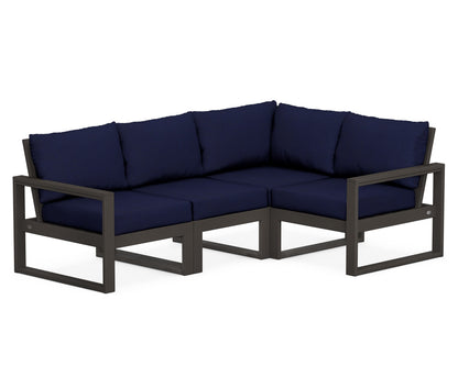POLYWOOD® EDGE 4-Piece Modular Deep Seating Set in Vintage Coffee / Navy