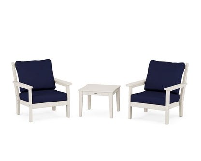 POLYWOOD® Chippendale 3-Piece Deep Seating Set in Sand / Navy