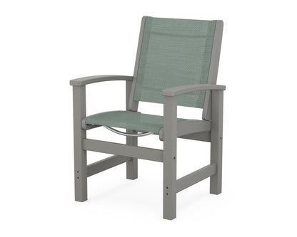 POLYWOOD® Coastal Dining Chair in Slate Grey / Dupioni Sea Mist Sling