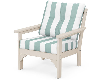 POLYWOOD® Vineyard Deep Seating Chair in Sand / Cabana Stripe Glacier Spa